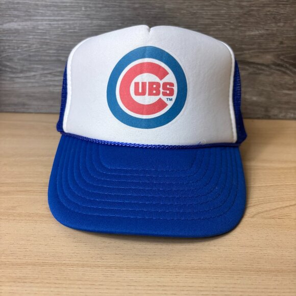 Men's Chicago Cubs New Era White/Royal Stacked A-Frame Trucker 9FORTY Adjustable Hat